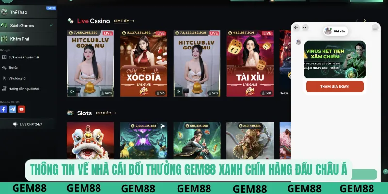 Thông tin về nhà cái đổi thưởng Gem88 xanh chín hàng đầu Châu Á